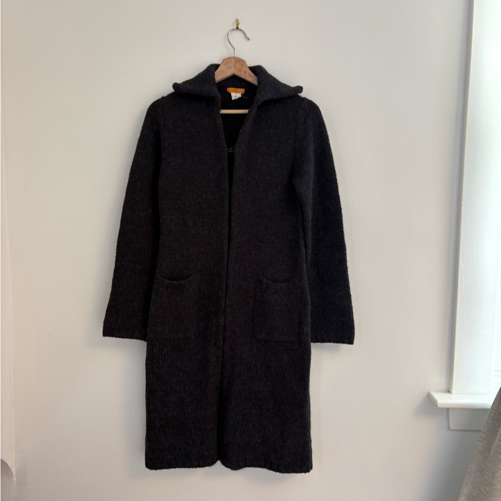 J.Crew Dark Gray Alpaca Wool Long Cardigan Sweater - Size Medium